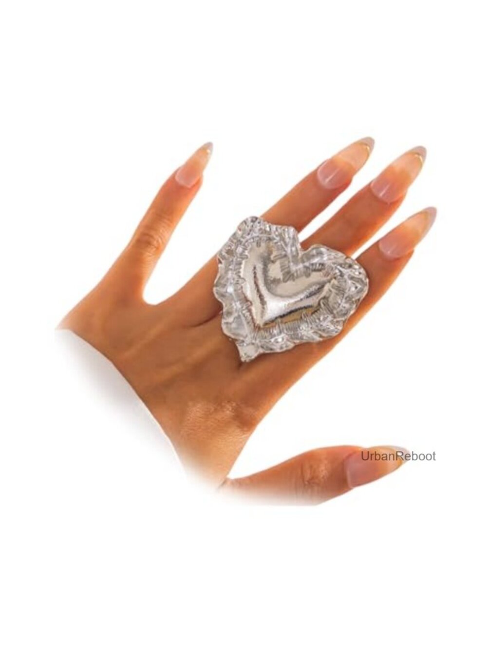 Hammered Heart Open Ring Statement Alloy Vintage Hip Hop Knuckle Jewelry